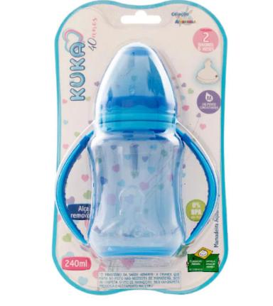 MAMADEIRA KUKA COM ALÇA AQUARELA BIG AZUL 240ML