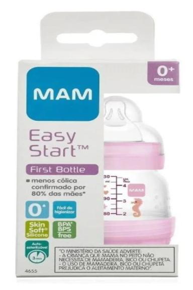 MAMADEIRA MAM EASY START ANTIRREFLUXO ROSA 0 MESES 130 ML
