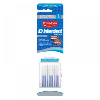 ESCOVA INTERDENTAL POWERDENT REFIL CÔNICO 3 A 7MM - 10 UNIDADES