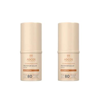 KIT COM 2 PROTETOR SOLAR STICK TONALIZANTE FPS 80 ADCOS BEIGE
