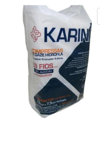 COMPRESSA DE GAZE 7.5 X 7.5 KARINA 09 FIOS 500 UNIDADES