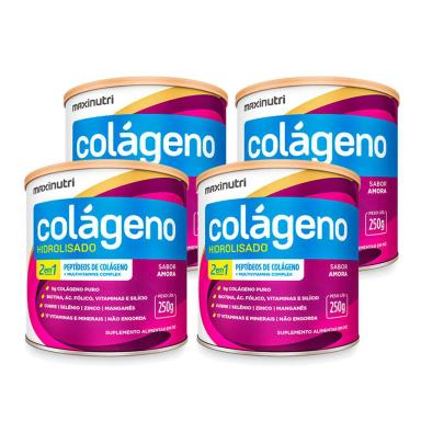 KIT 04 COLáGENO HIDROLISADO LATA 250G AMORA MAXINUTRI