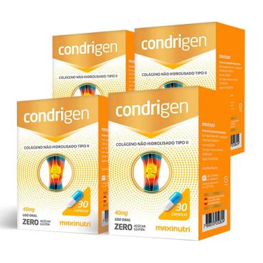 KIT 04 CONDRIGEN COLáGENO TIPO II COM 30 CAPSULAS MAXINUTRI