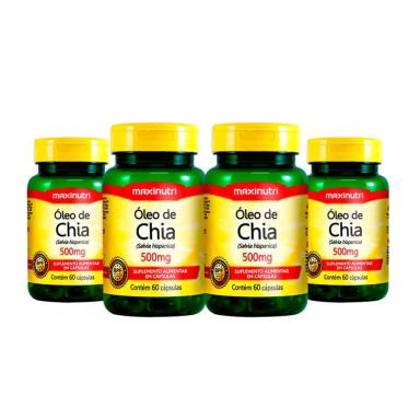 KIT 04 OLEO DE CHIA 500MG 60 CAPSULAS MAXINUTRI