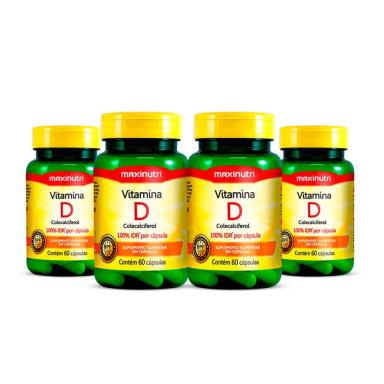 KIT 04 VITAMINA D 100% IDR 60 CAPSULAS MAXINUTRI