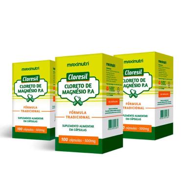 KIT 3 CLORESIL CLORETO MAGNéSIO P.A 500MG 100 CáPS MAXINUTRI