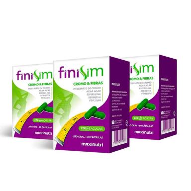 KIT 03 FINISIM CROMO E FIBRAS COM 60 CáPSULAS MAXINUTRI