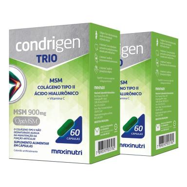 KIT 2 CONDRIGEN TRIO MSM COLáGENO TIPO 2 HA E VIT.C 60 CAPS