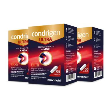 KIT 3 CONDRIGEN ULTRA COLáGENO TIPO 2 MDK 60 CAPS MAXINUTRI