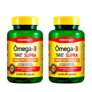 KIT 02 ÔMEGA 3 SUPRA ÓLEO DE PEIXE 1000MG 60 CAPS MAXINUTRI