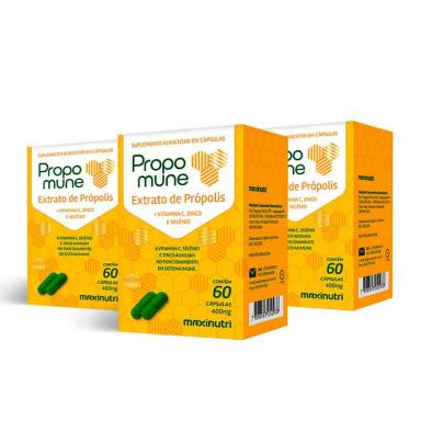 KIT 03 PROPOMUNE EXTRATO PRóPOLIS VITAMINA C ZINCO MAXINUTRI