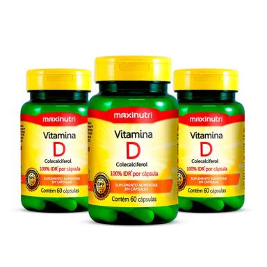 KIT 03 VITAMINA D 100% IDR 60 CAPSULAS MAXINUTRI