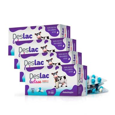 KIT 04 DESLAC LACTASE 10.000 FCC 30 CáPSULAS MAXINUTRI