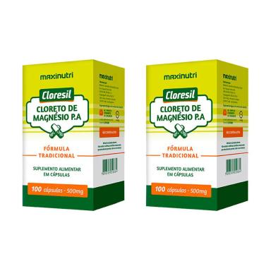 KIT 2 CLORESIL CLORETO MAGNéSIO P.A 500MG 100 CáPS MAXINUTRI