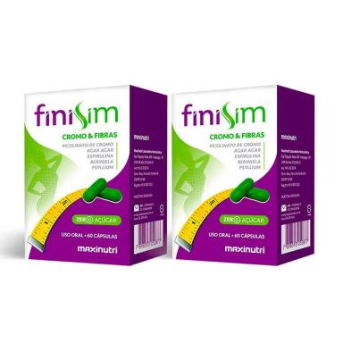KIT 02 FINISIM CROMO E FIBRAS COM 60 CáPSULAS MAXINUTRI