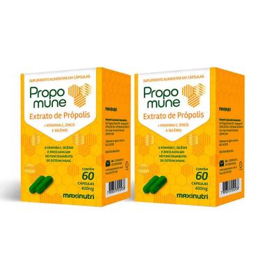 KIT 2 PROPOMUNE PRóPOLIS VITAMINA C ZINCO 60 CAPS MAXINUTR
