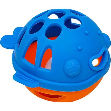 MORDEDOR DE BALEIA EM SILICONE AZUL E LARANJA - BUBA