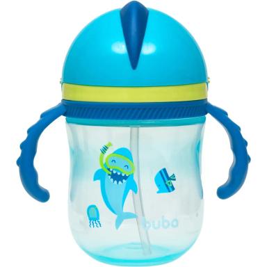 COPO INFANTIL COM ALçA REMOVíVEL TUBARãO AZUL 300ML- BUBA