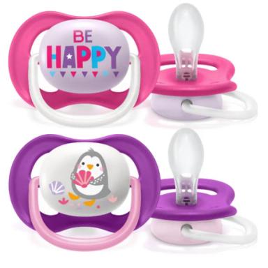 CHUPETA ULTRA AIR HAPPY DUPLA DECORADA MENINA 6-18 M