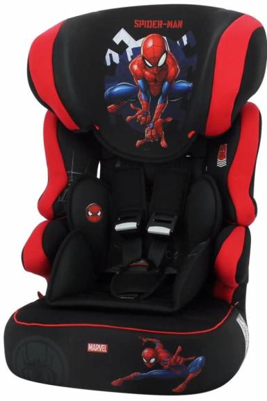 CADEIRINHA DE CARRO BELINE HOMEM ARANHA TEAM TEX PRETO E VERMELHO