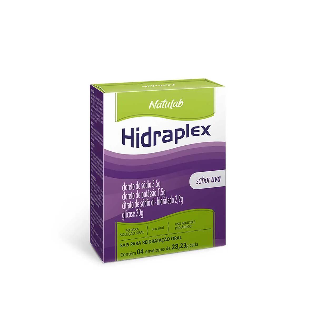 Sais para Reidratação Oral Hidraplex Natulab Sabor Uva Pó para Solução Oral 4 envelopes de 27,9g cada