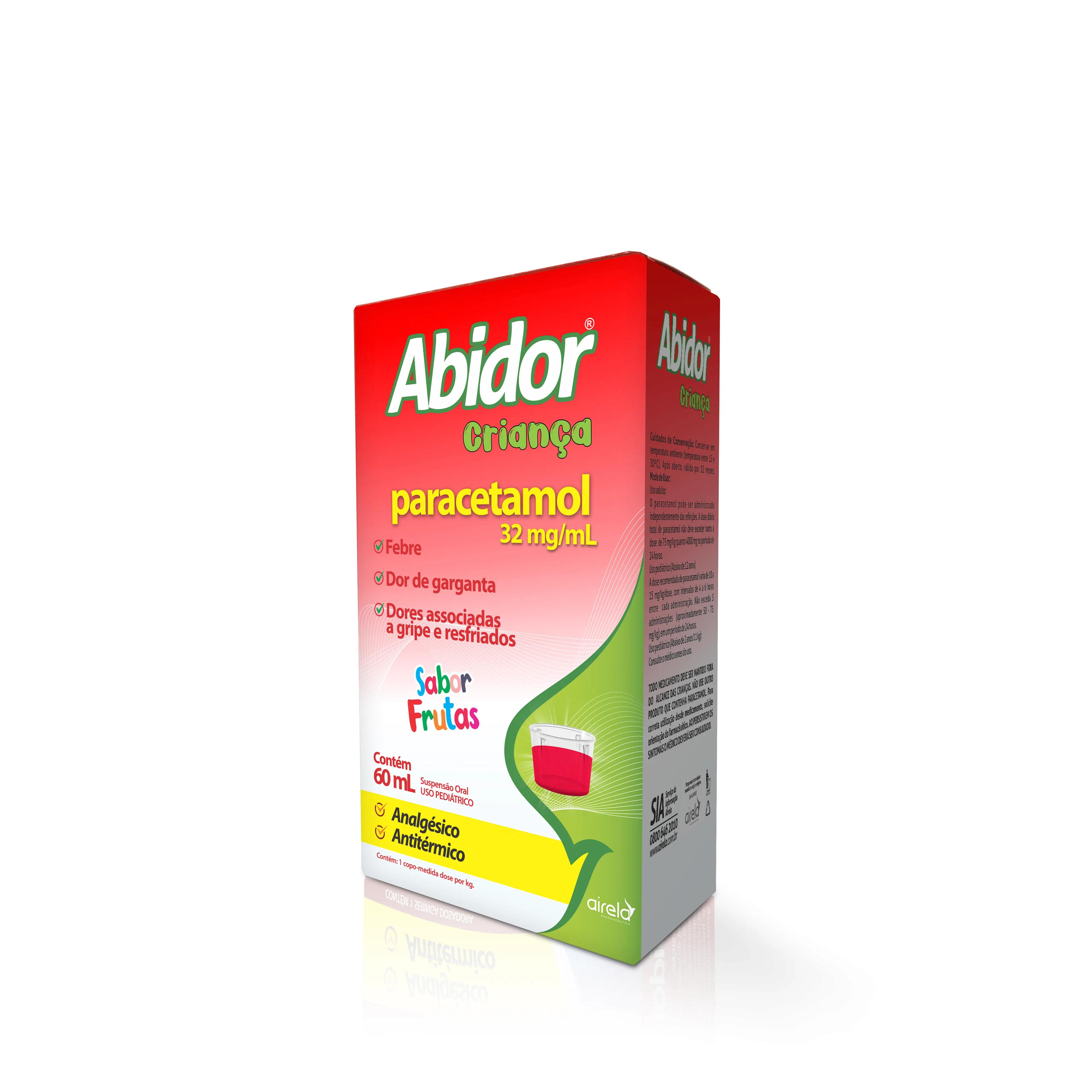 Abidor Criança Paracetamol 32mg/ml Sabor Frutas Suspensão Oral 60ml