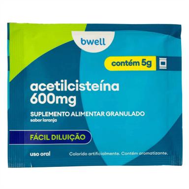 Acetilcisteína 600mg bwell Sabor Laranja 16 envelopes com 5g cada