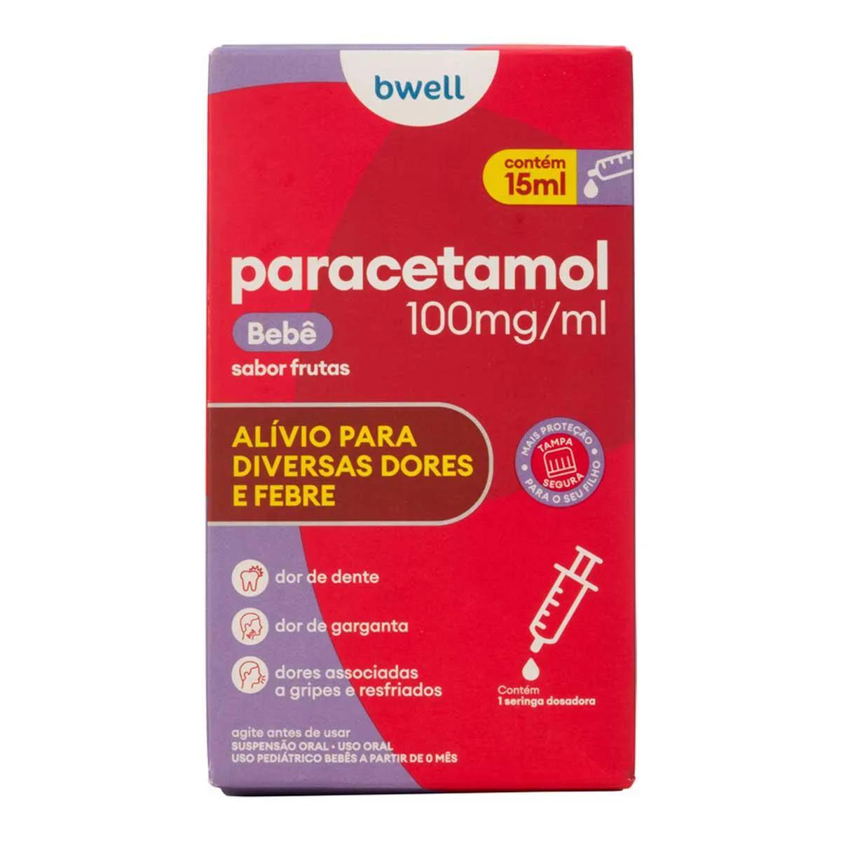 bwell Bebê Paracetamol 100mg/ml Sabor Frutas 15ml