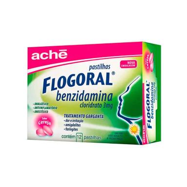 Pastilha Flogoral Cereja 12 unidades