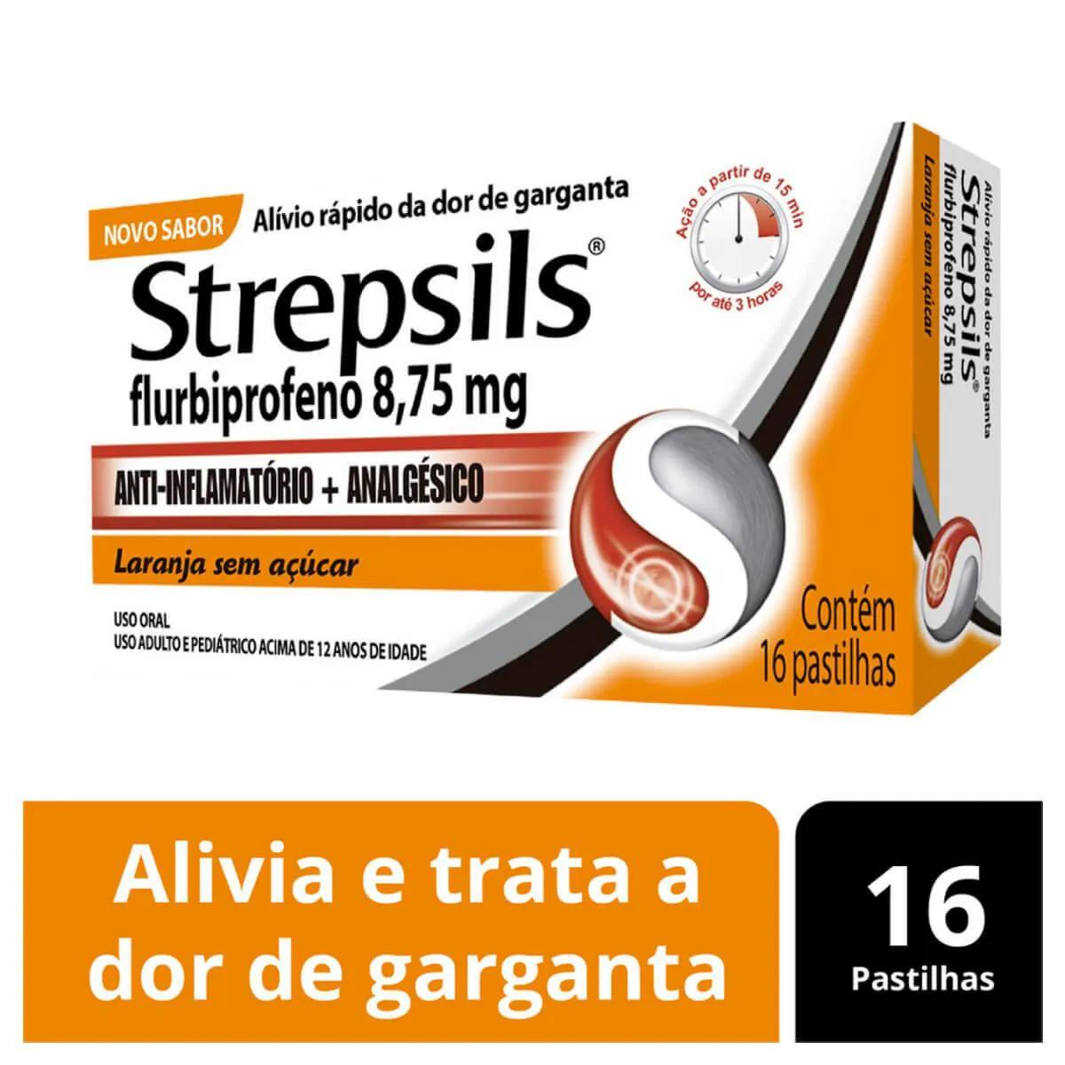 Pastilha Strepsils Laranja 16 unidades