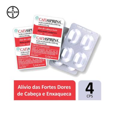 Cafiaspirina Acido Acetilsalicilico 650mg + Cafeína 65mg 4 comprimidos