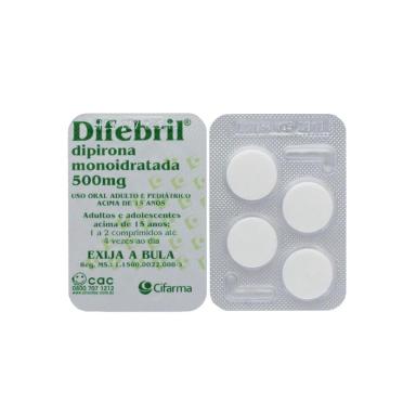 Difebril Dipirona Monoidratada 500mg 4 comprimidos