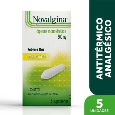 Novalgina Dipirona Sódica 300mg 5 supositórios
