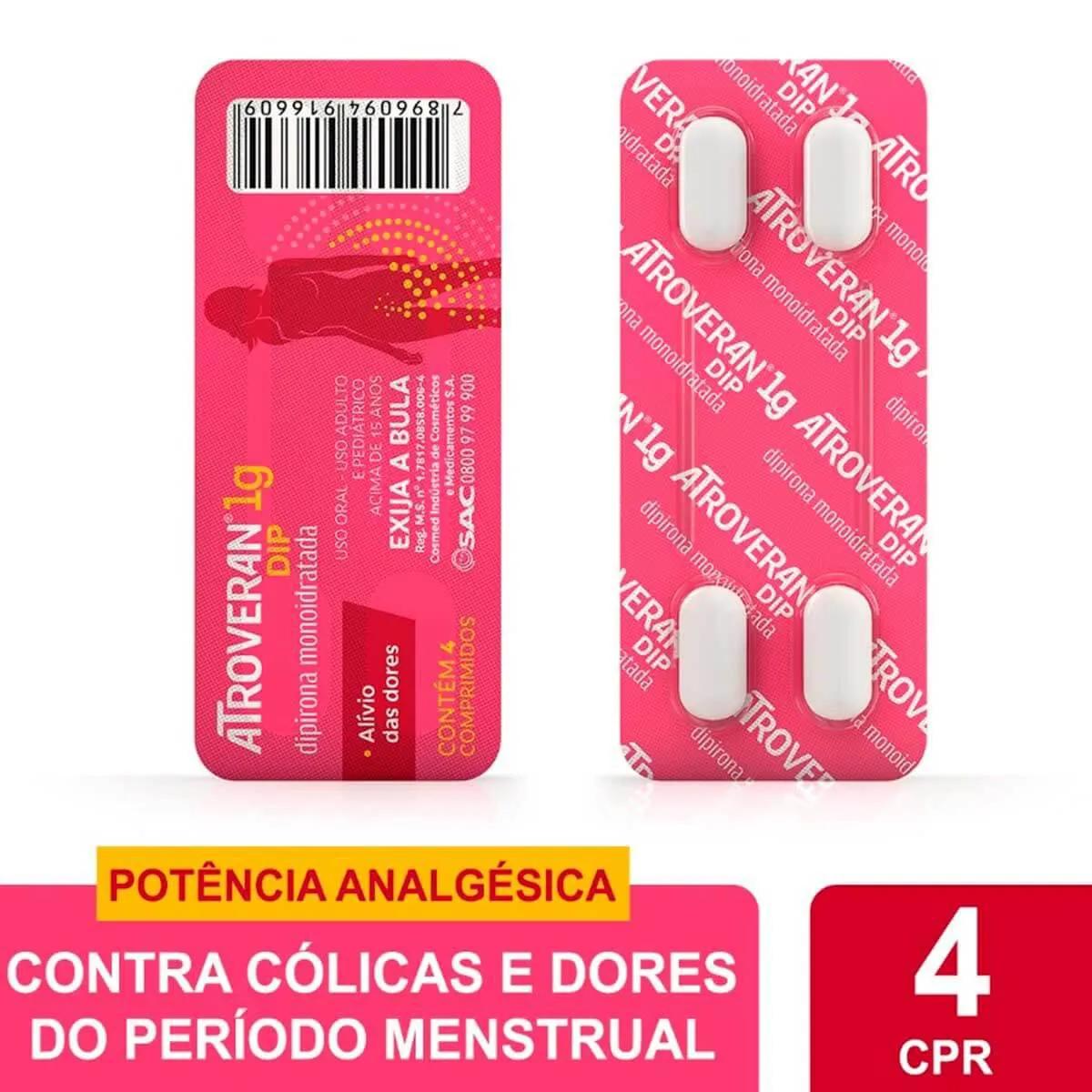 Atroveran Dip Dipirona Monoidratada 1g 4 comprimidos