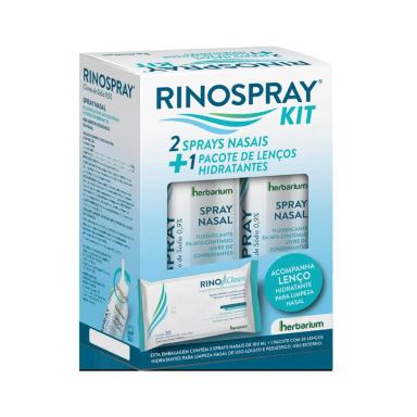 Rinospray Kit - 2 Sprays Nasais 100ml + 1 Lenço Hidratante 30 unidades