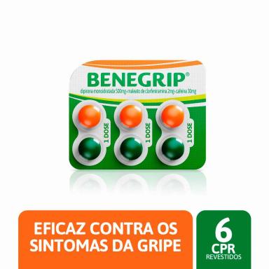 Benegrip Dipirona Monoidratada 500mg + Maleato de Clorfeniramina 2mg + Cafeína 30mg 6 comprimidos