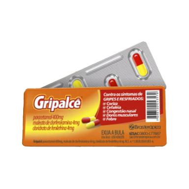 Gripalcê Paracetamol 400mg + Cloridrato Fenillefrina 4mg + Maleato de Clorfeniramina 4mg 4 cápsulas