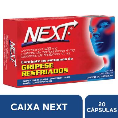 Next Paracetamol 400mg + Cloridrato Fenillefrina 4mg + Maleato de Clorfeniramina 4mg 20 cápsulas