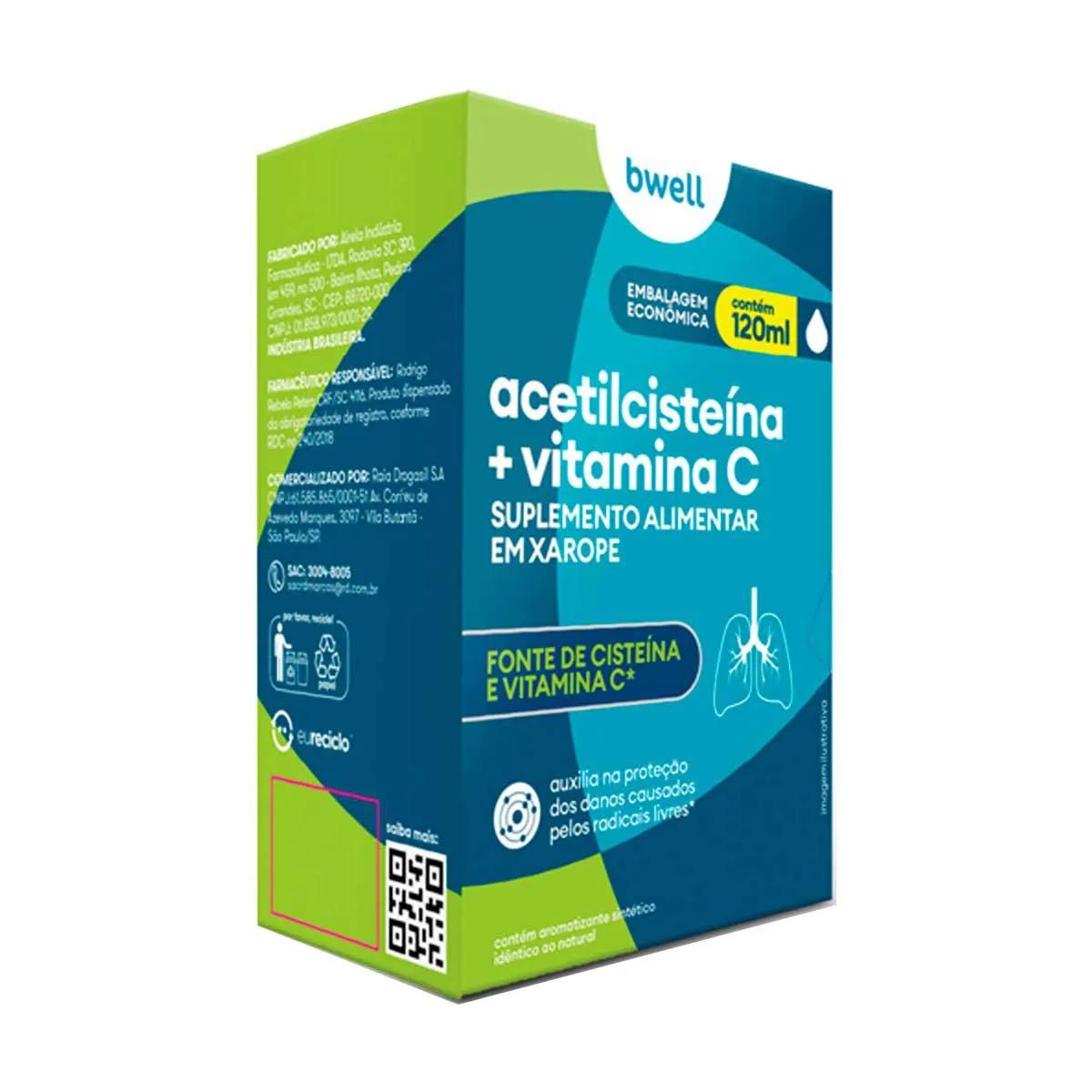 Suplemento Alimentar Acetilcisteína + Vitamina C bwell Xarope 120ml