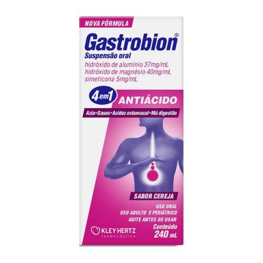 Gastrobion Hidróxido de Alumínio 37mg/ml + Hidróxido de Magnésio 40mg/ml + Simeticona 5mg/ml Sabor Cereja Suspensão Oral 240ml