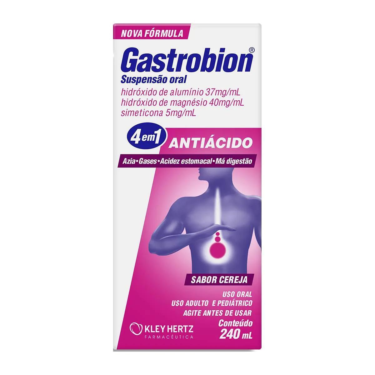 Gastrobion Hidróxido de Alumínio 37mg/ml + Hidróxido de Magnésio 40mg/ml + Simeticona 5mg/ml Sabor Cereja Suspensão Oral 240ml