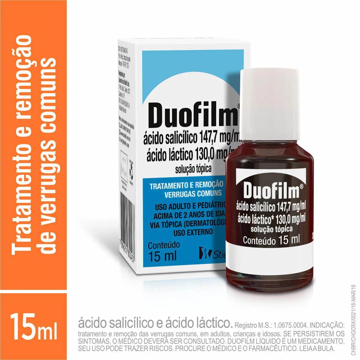 Duofilm Ácido Salicílico 147,7mg/ml + Ácido Láctico 130mg/ml Solução Tópica 15ml