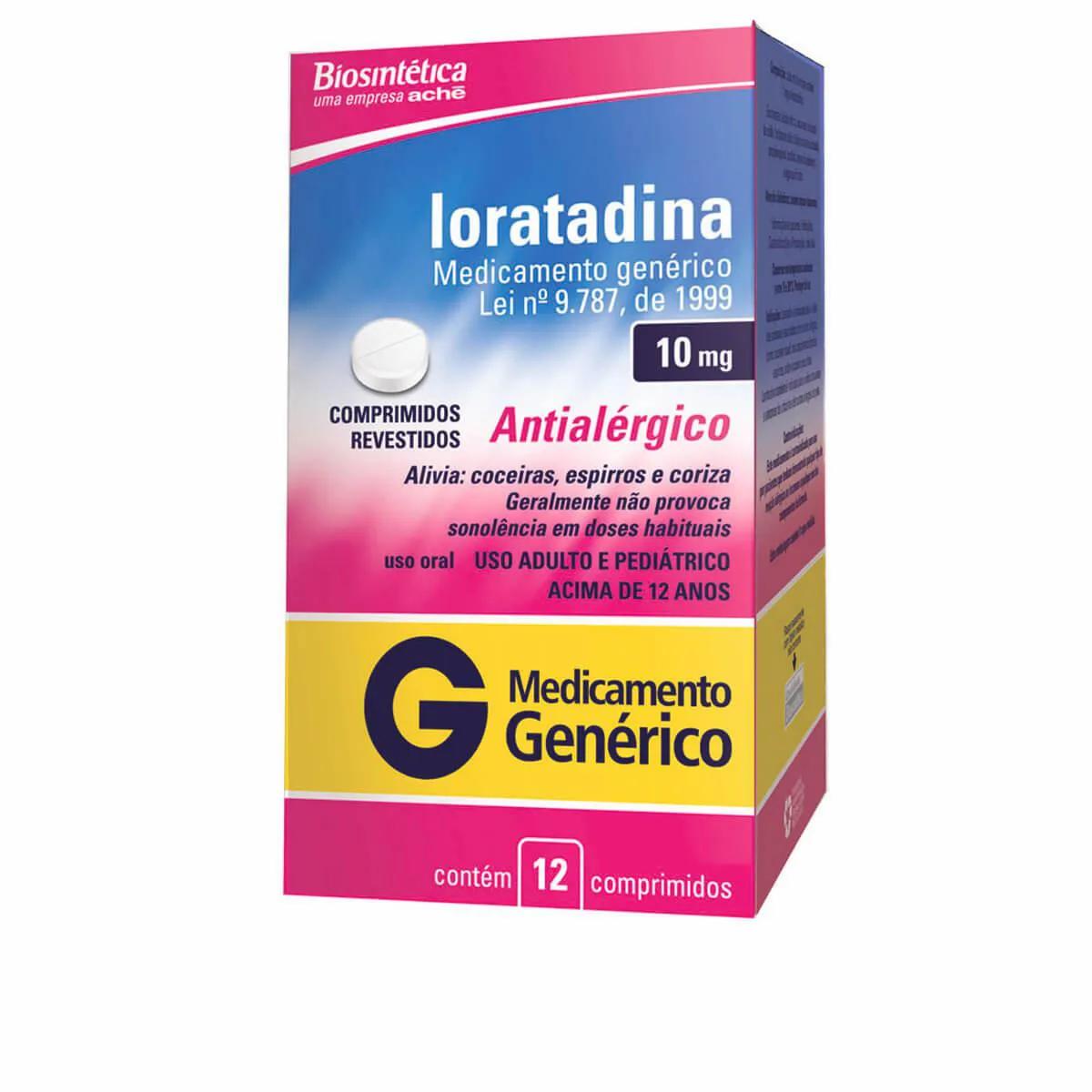Loratadina 10mg 12 comprimidos Aché Biosintética Genérico