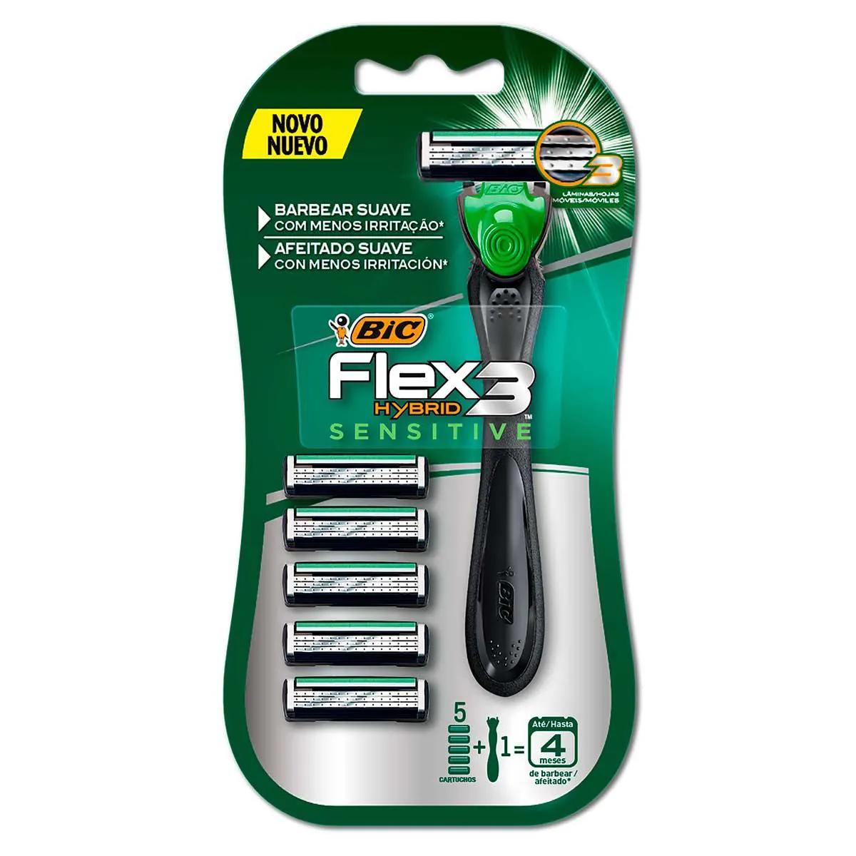 Aparelho de Barbear BIC Flex 3 Hybrid Sensitive + 5 cargas