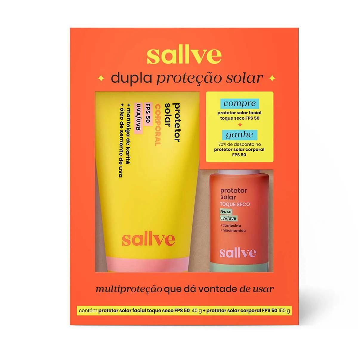 Kit Protetor Solar Facial Sallve Toque Seco FPS 50 40g + Corporal FPS 50 150g