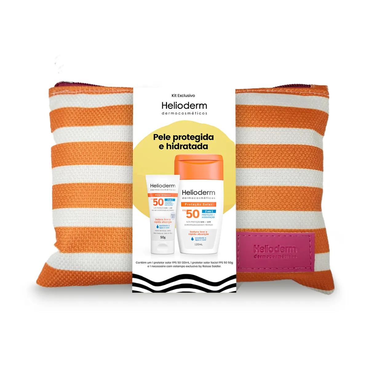 Kit Corporal Helioderm Protetor Solar Corporal FPS 50 - 120ml + Facial FPS 50 - 50ml + Nécessaire