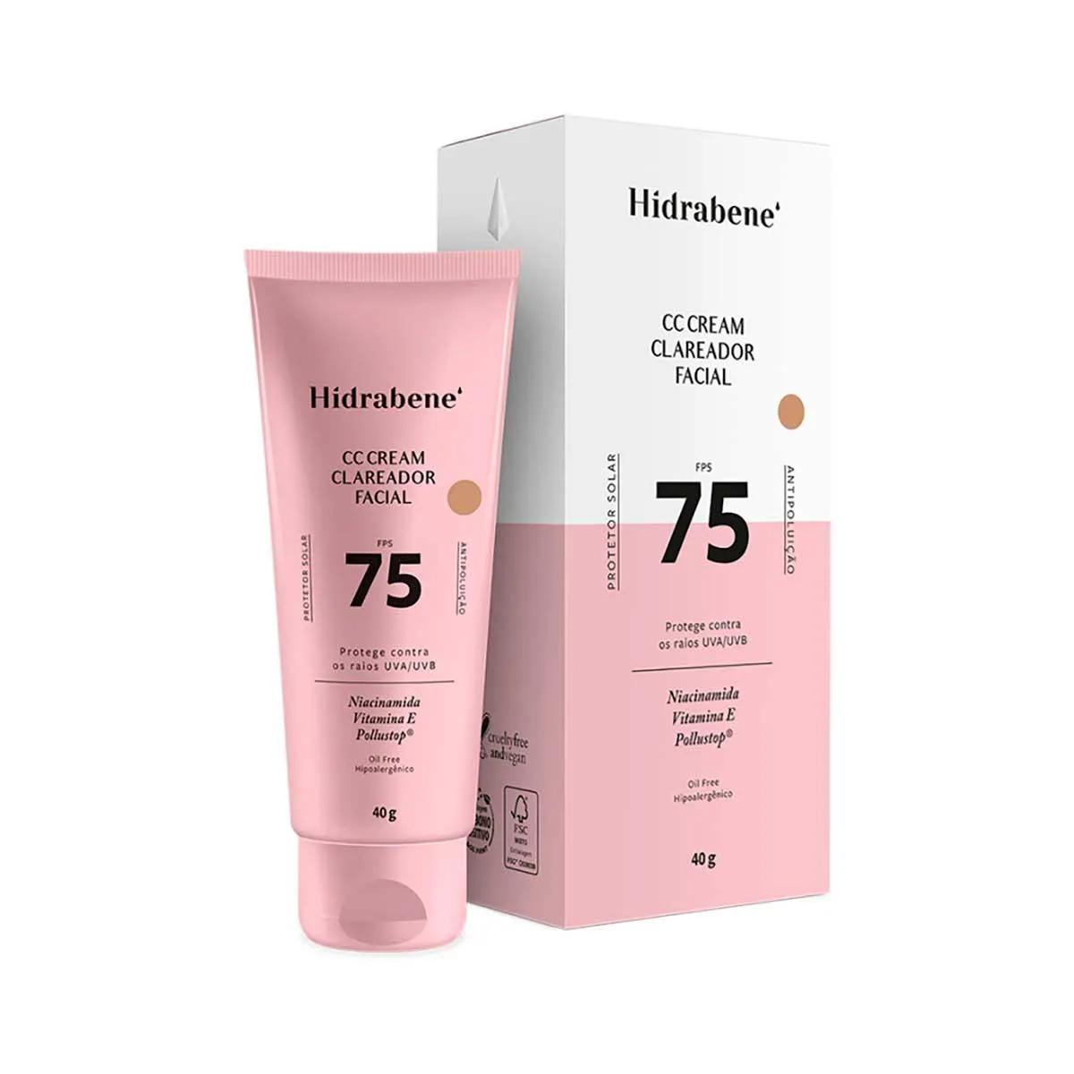 Protetor Solar Clareador Facial Hidrabene CC Cream FPS 75 com 40g