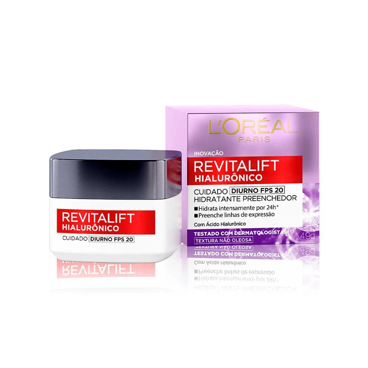 Creme Facial Anti-Idade L'Oréal Paris Revitalift Hialurônico Diurno FPS20 49g