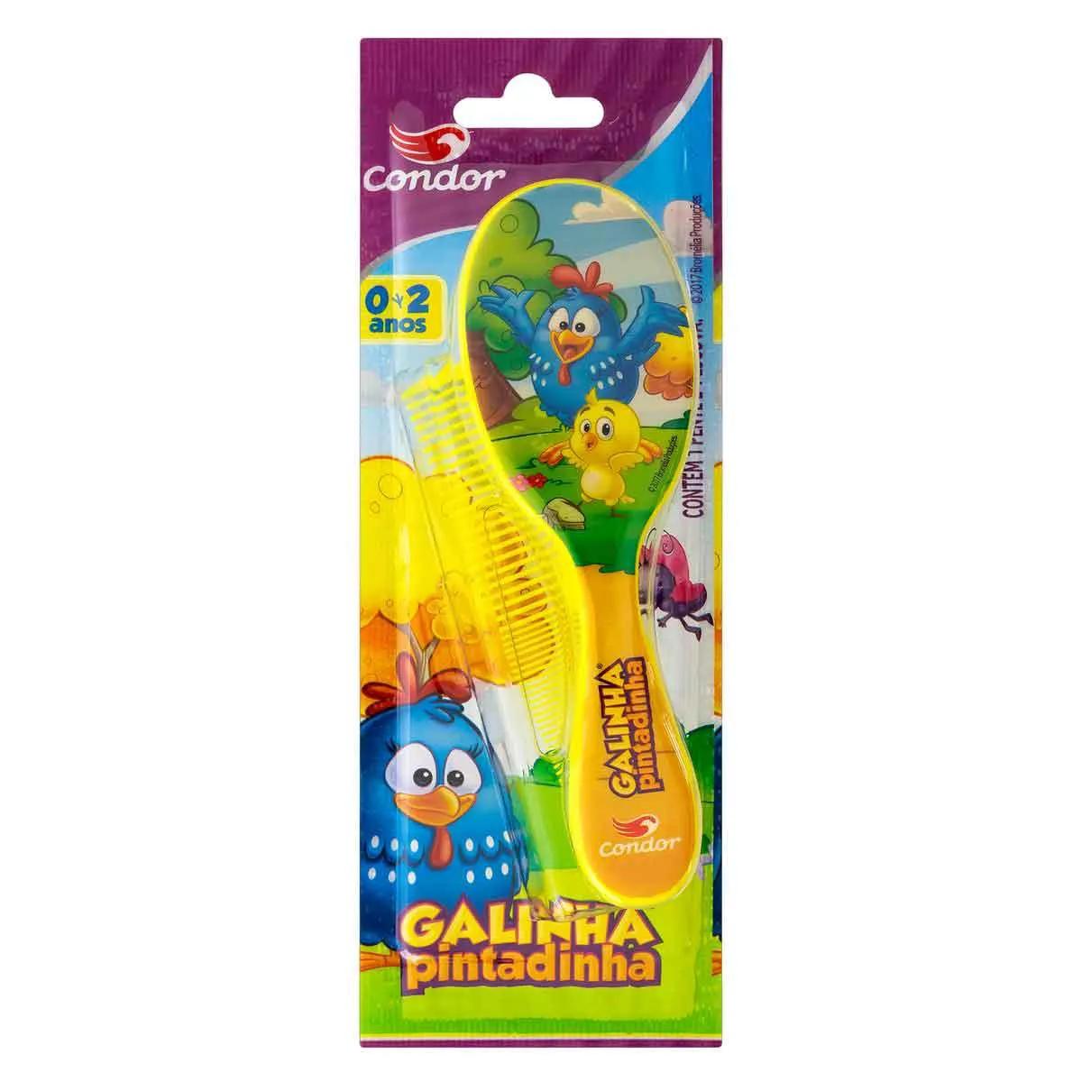 Conjunto para Cabelo Condor Galinha Pintadinha Escova + Pente