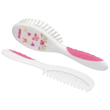 Kit Escova e Pente para Cabelo Soft Rosa